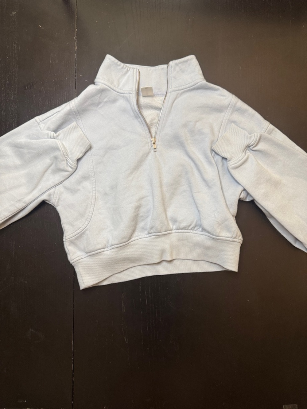 Cropped Half-Zip Sweatshirt in Light Blue